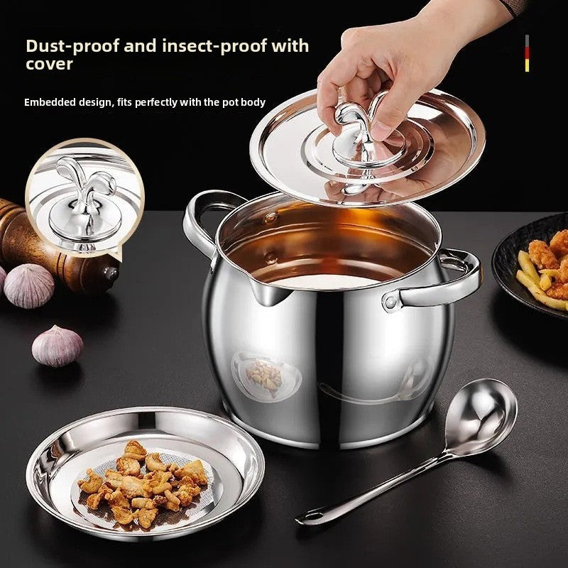 Food-grade stainless steel lard container with filter screen