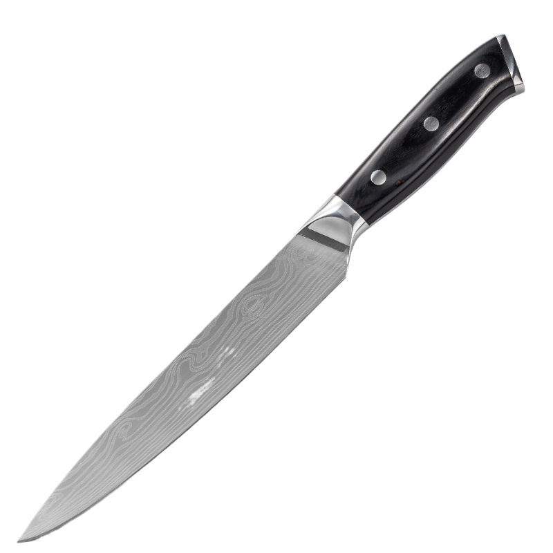 Damascus Laser-Patterned Chef's Knife