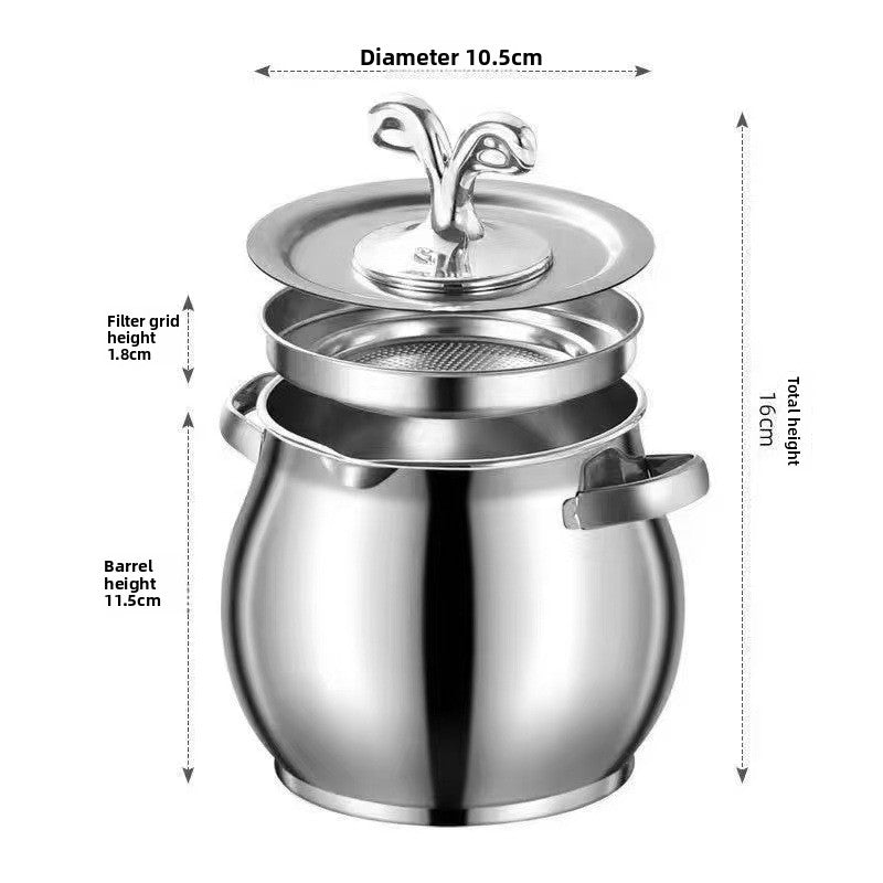 Food-grade stainless steel lard container with filter screen