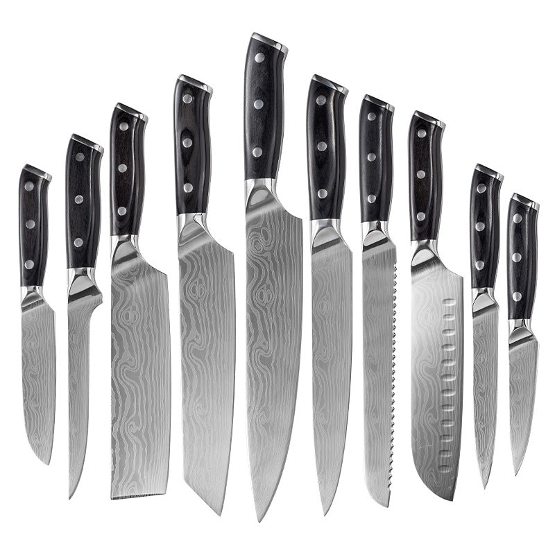 Damascus Laser-Patterned Chef's Knife