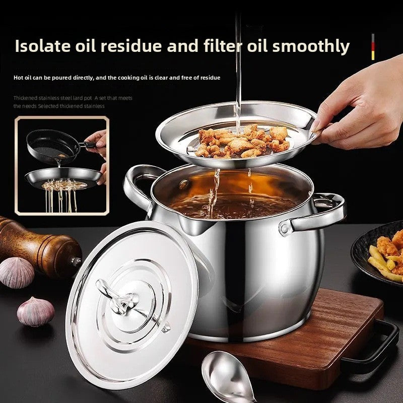 Food-grade stainless steel lard container with filter screen