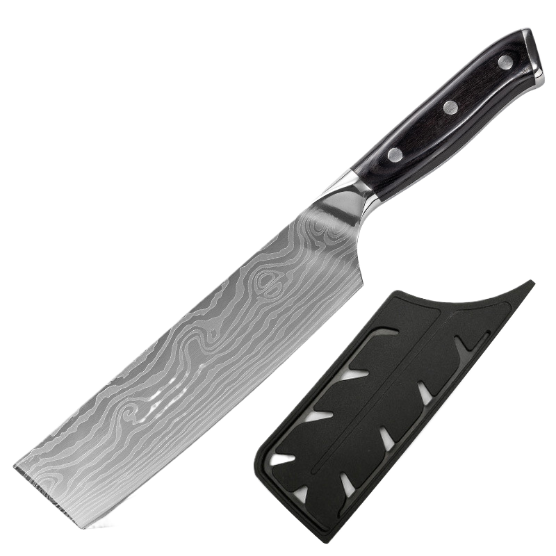 Damascus Laser-Patterned Chef's Knife