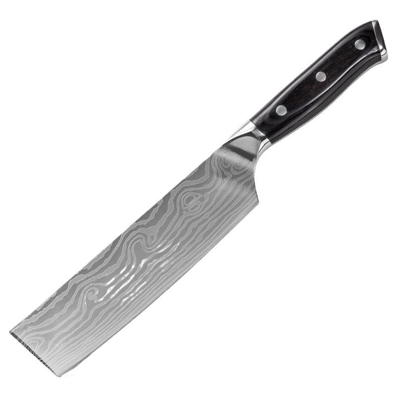 Damascus Laser-Patterned Chef's Knife