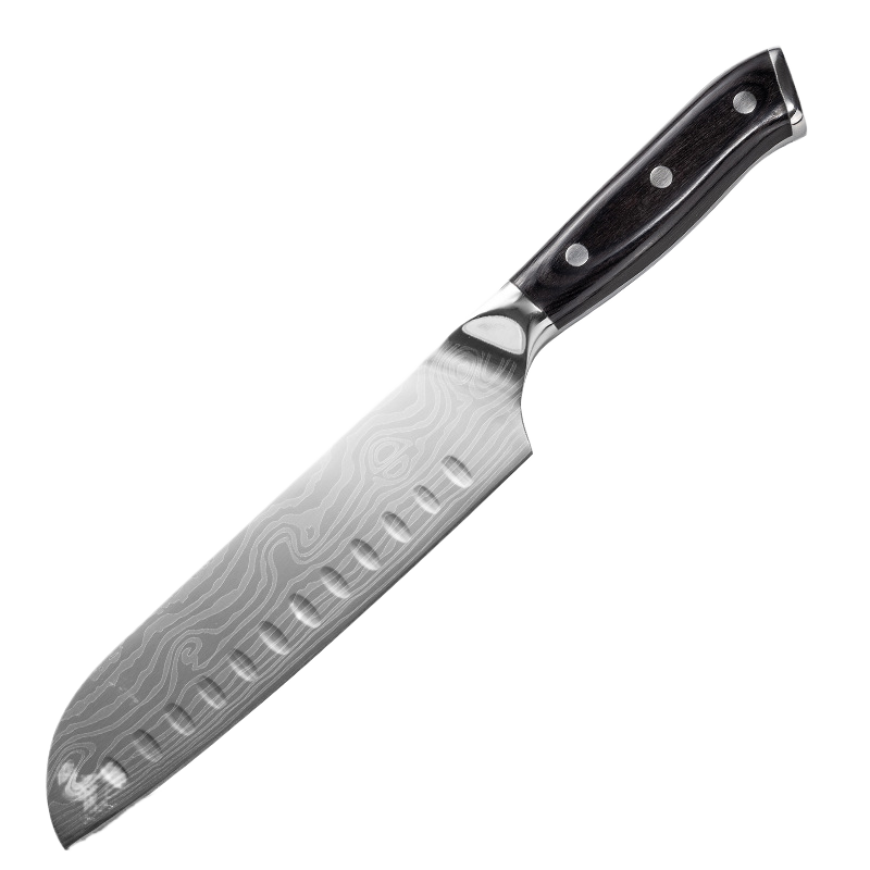 Damascus Laser-Patterned Chef's Knife