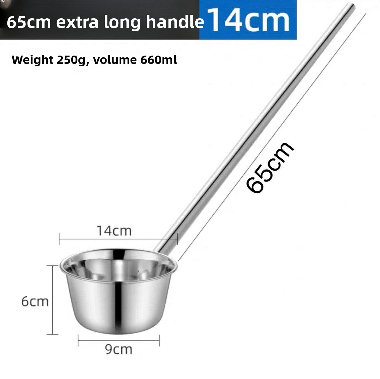 Stainless Steel Kitchen Soup Ladle with Long Handle