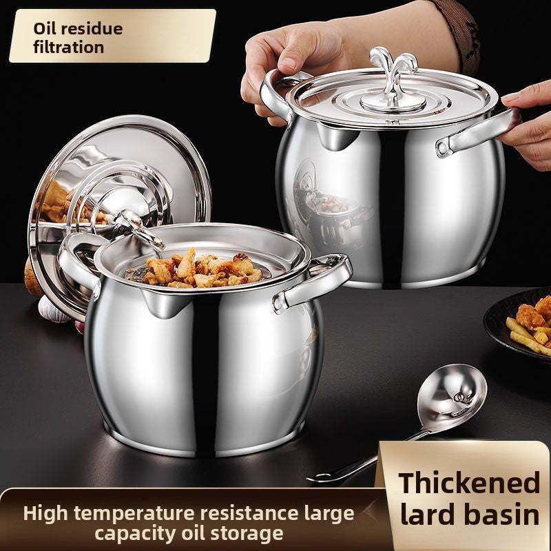 Food-grade stainless steel lard container with filter screen